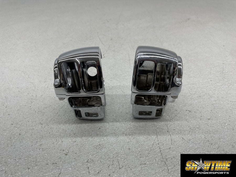 89-91 HARLEY-DAVIDSON ELECTRA GLIDE CLASSIC CHROME SWITCH SHELLS HOUSING PAIR