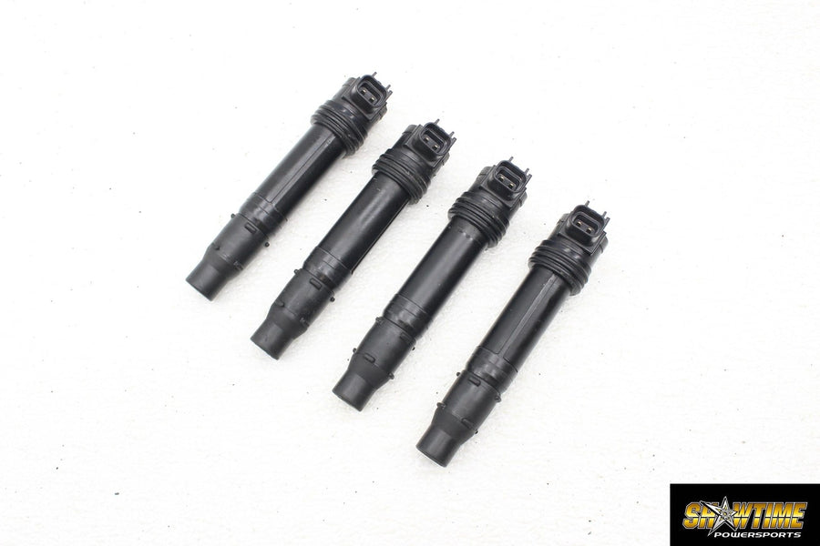 05 06 KAWASAKI NINJA ZX6R 636 IGNITION COILS COIL SPARK PLUG CAPS STICK SET
