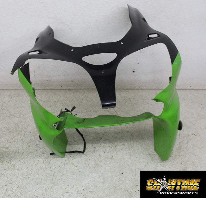 00-02 KAWASAKI NINJA ZX6R FRONT UPPER NOSE FAIRING COWL SHROUD (DAMAGE)
