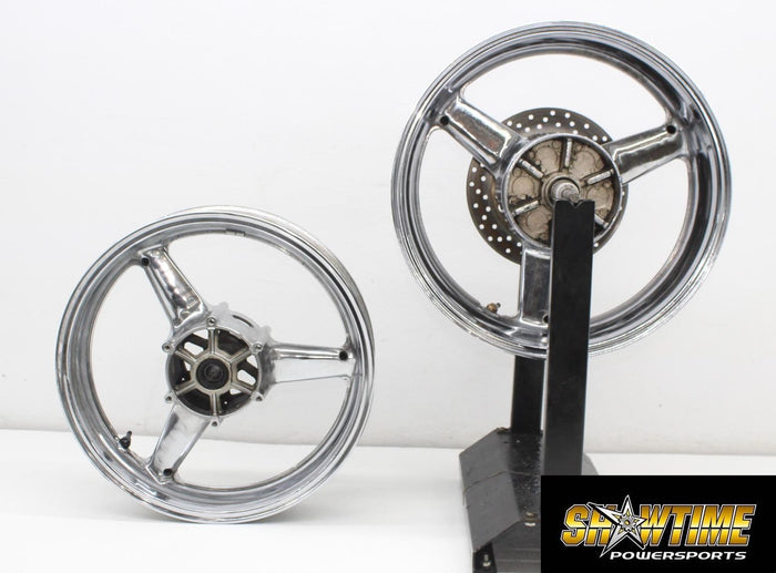 00-01 YAMAHA YZF R1 CHROME REAR BACK FRONT WHEELS RIMS PAIR  4XV-25168-01-33
