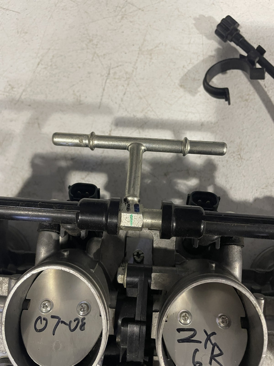 07-08 KAWASAKI NINJA ZX6R THROTTLE BODY BODIES FUEL INJECTORS TPS STVA