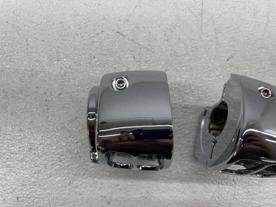 89-91 HARLEY-DAVIDSON ELECTRA GLIDE CLASSIC CHROME SWITCH SHELLS HOUSING PAIR