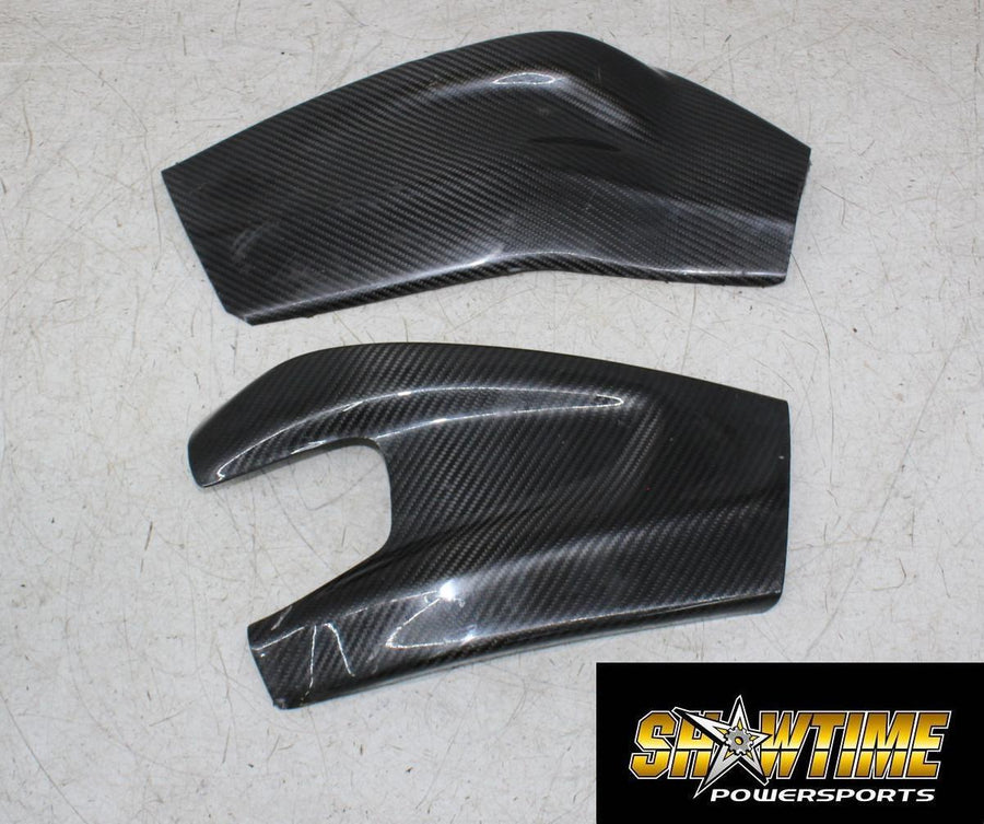 09-14 BMW S1000RR RIGHT LEFT REAR CARBON SWINGARM SIDE COVERS COWLS PANELS TRIM