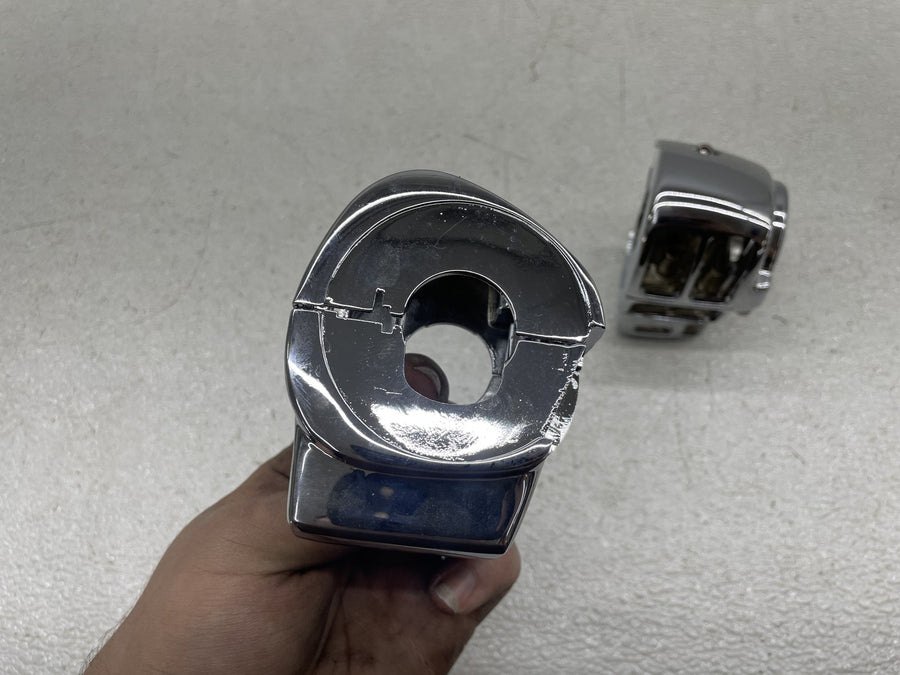 89-91 HARLEY-DAVIDSON ELECTRA GLIDE CLASSIC CHROME SWITCH SHELLS HOUSING PAIR